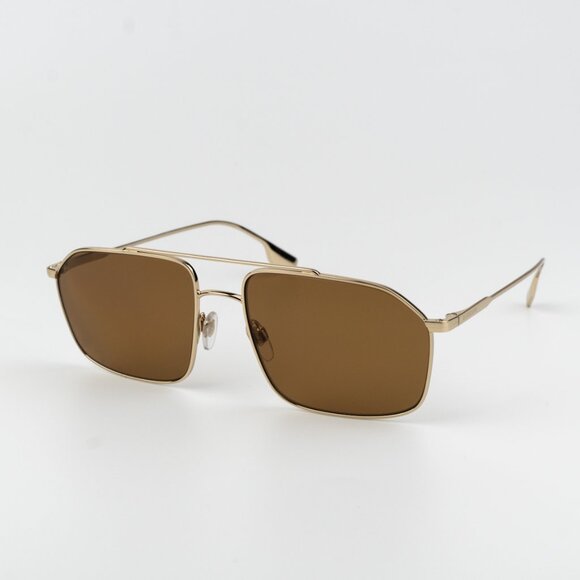 Burberry Sunglasses Light Gold Brown Polarized Rectangular BE3130 110983 NEW - Picture 2 of 9